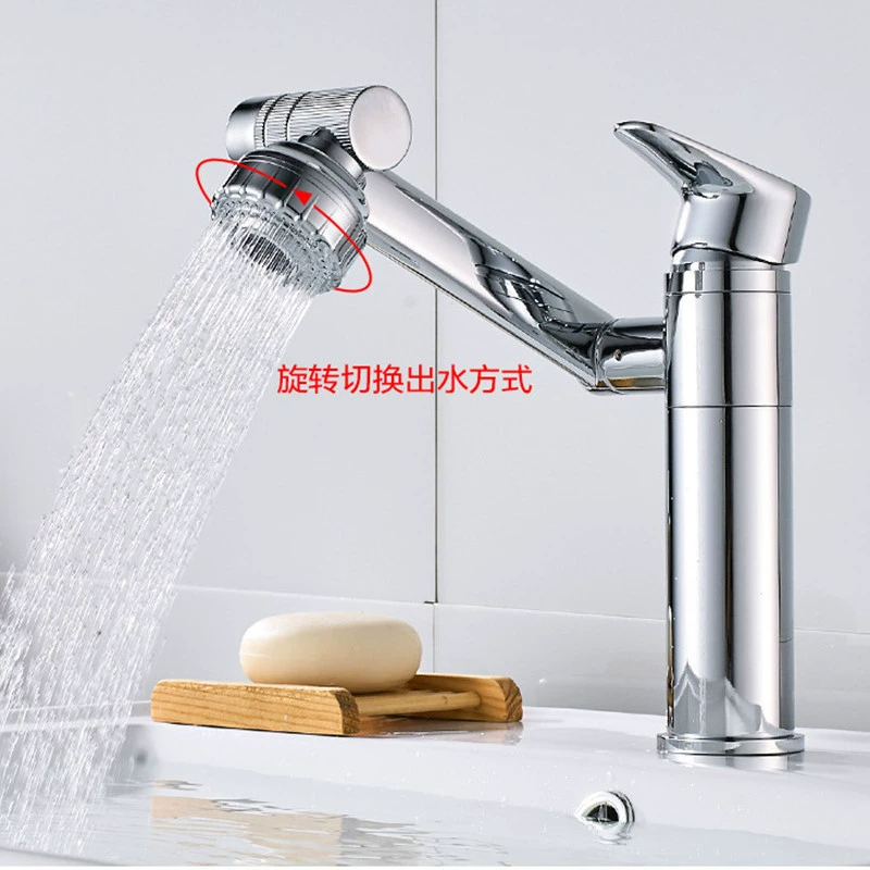 Antique basin full copper water faucet hot and cold can rotate the shampoo bathroom platform on the pot high shower head Chinese style