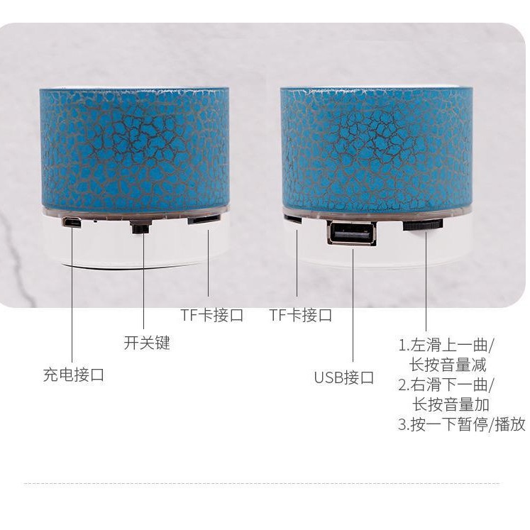 Nuevo mini crack Bluetooth audio tarjeta portátil subwoofer reducción de ruido led luminoso altavoz inalámbrico regalo