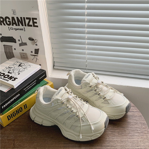 Summer solid color student casual sports shoes for women  new Korean fashion dad shoes thick-soled Harajuku women's shoes