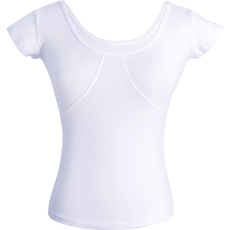 Ropa de baile ropa de práctica para adultos ropa de Yoga de manga corta para mujeres ropa de fitness adelgazante danza blanca danza cuadrada cuerpo superior