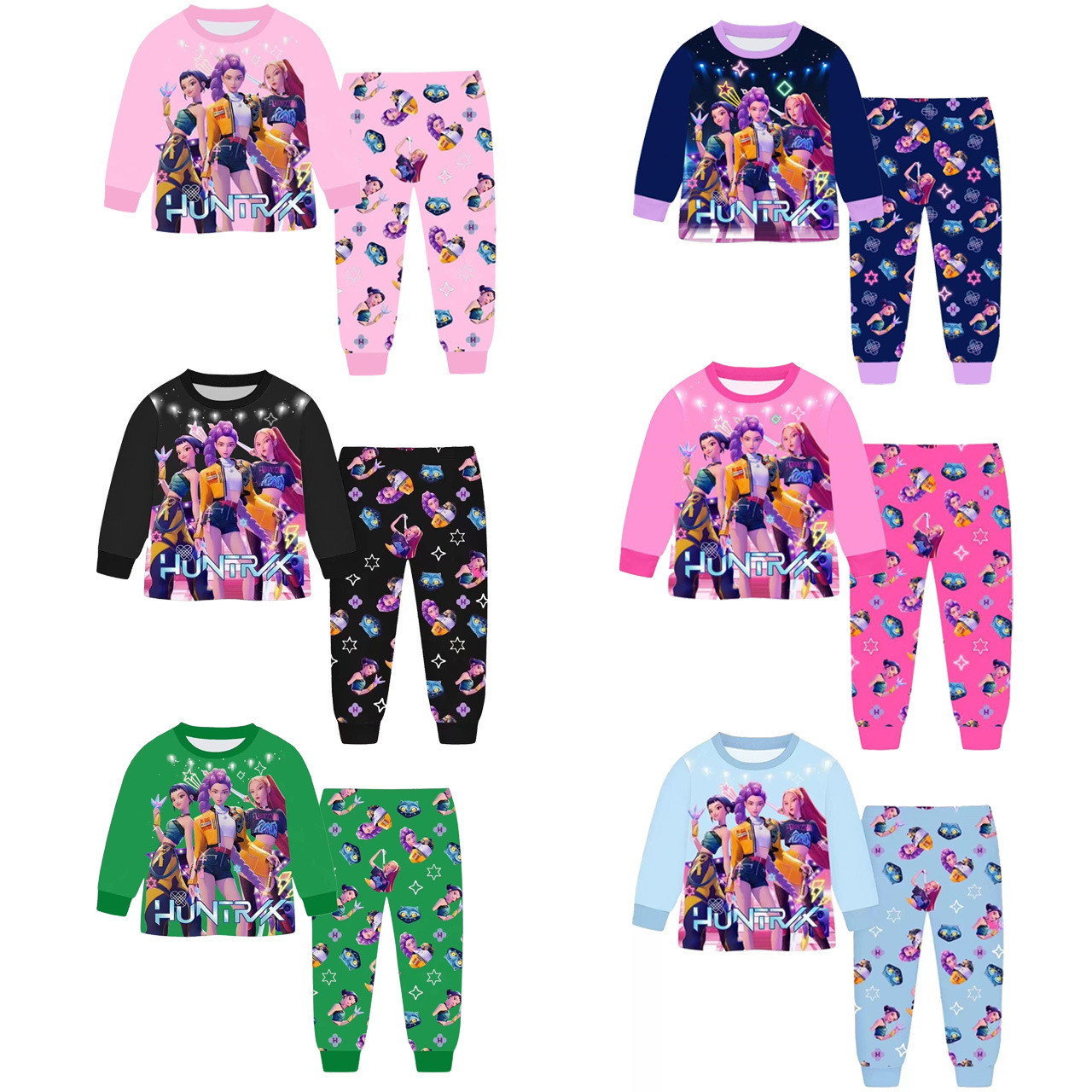 New Cross-Border Witch-Hunting Group Kidsren's Long-Sleeved Pajamas Set Home Clothes