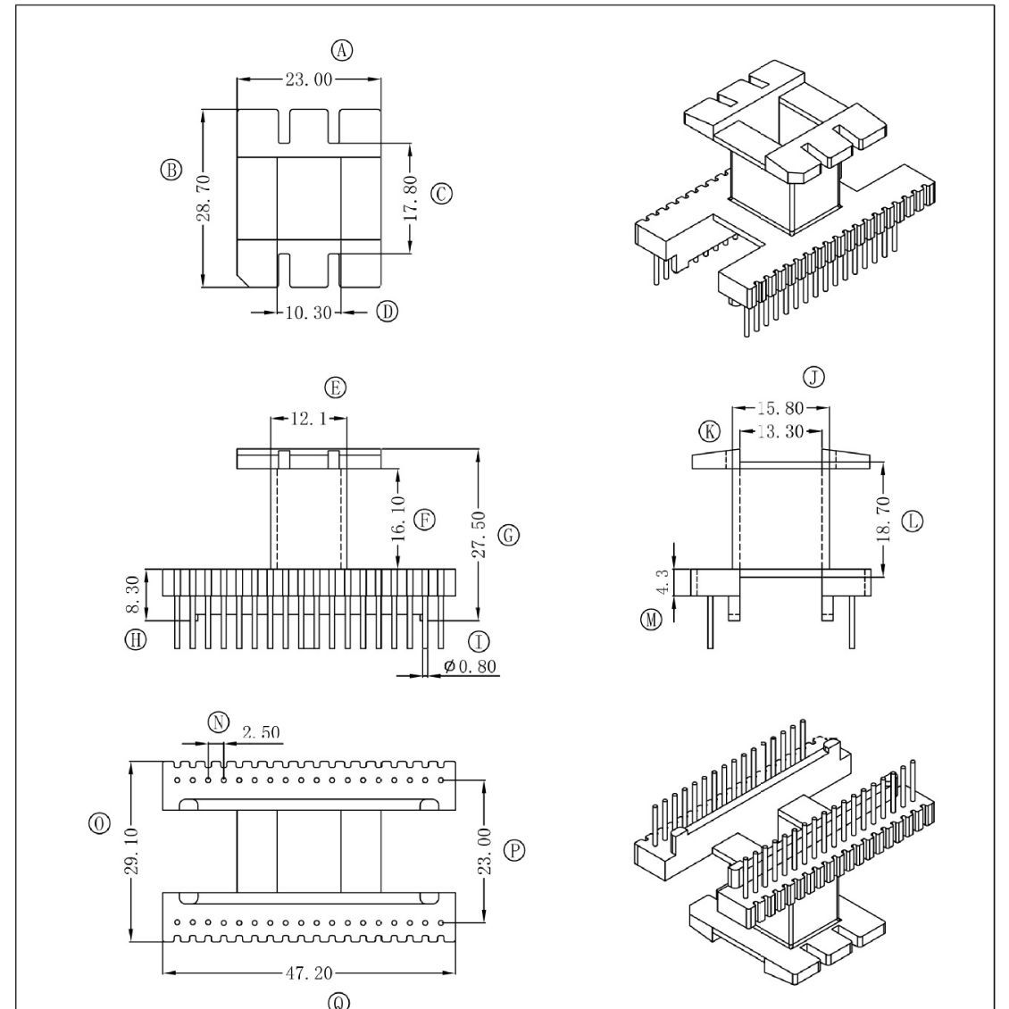 供应电木 变压器骨架  EE33  EI33 立式 18+18P 免费拿样品质保证