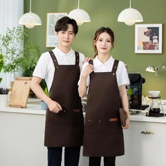 時尚防水圍裙印字logo網紅奶茶餐飲烘焙咖啡廳專用工作服圍裙批發
