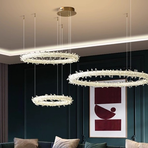 2025新款水晶客厅吊灯 轻奢创意餐厅高级感圆环现代简约K9水晶灯