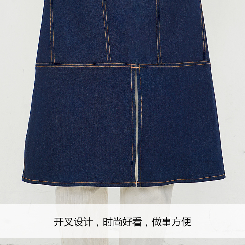 Delantal de mezclilla nuevo transfronterizo con correas ajustables, delantal de jardinería hecho a mano, ropa de trabajo para barista, delantal de cocina para el hogar