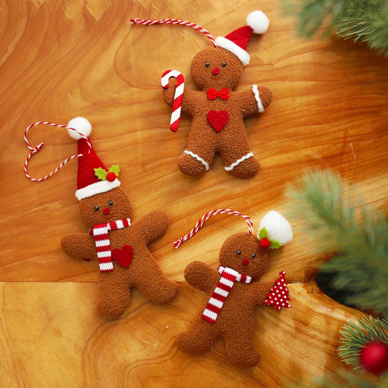 Creative Cross-border New Christmas Decoration Gingerbread Man Doll Small Hanging Christmas Tree Accessories Pendant 3-piece Set