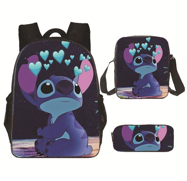 Cartoon backpack 3‑piece set — backpack, shoulder bag and pencil case, multistyle options