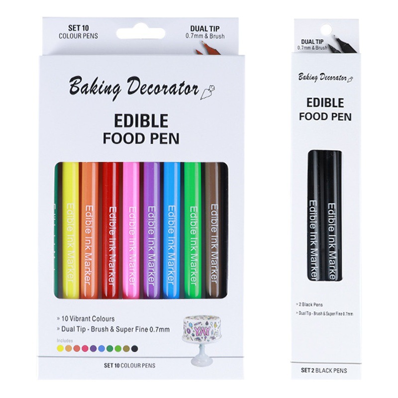 Suministro directo de fábrica nueva pluma de pigmento para hornear comestible de doble cabeza 0,7mm pluma firma cabeza cepillo pluma gancho pluma pintura