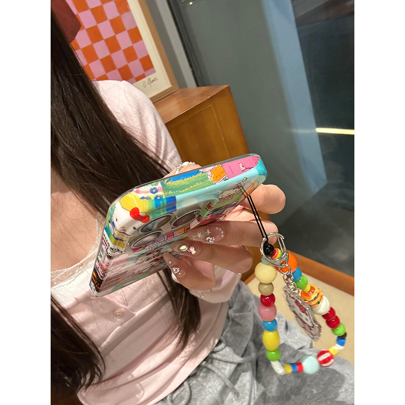 Divertida ilustración de dibujos animados KT cat para Apple 15Pro nuevo 16ProMax nicho 14/13 cadena 15PM hembra 16