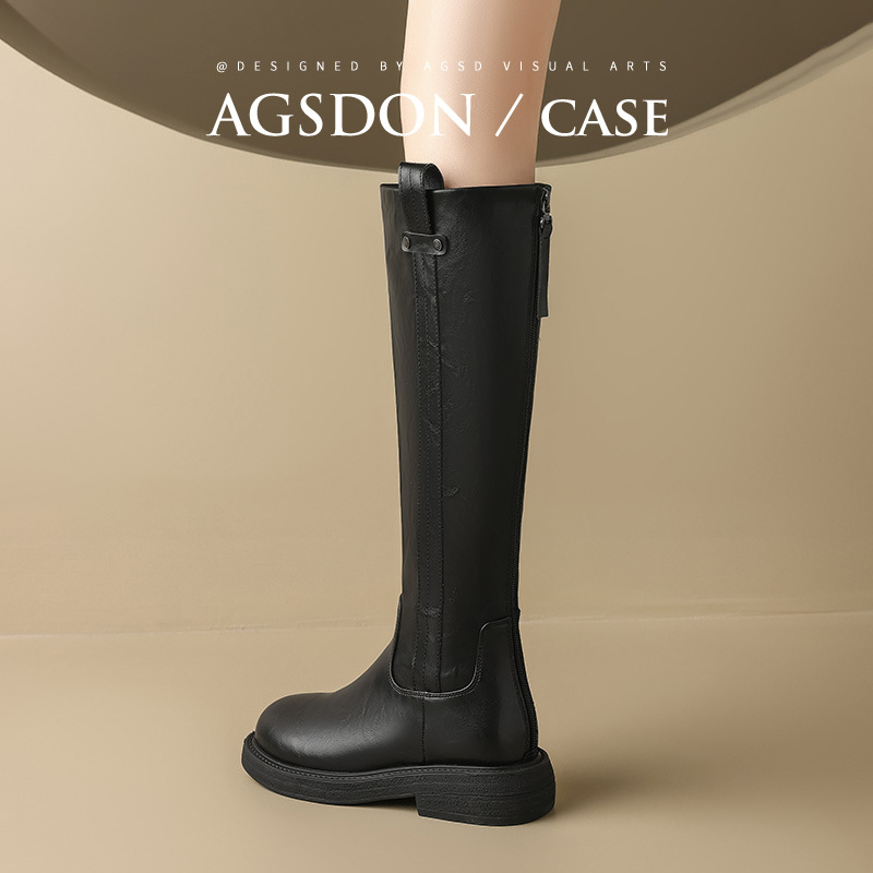 Botas negras para mujeres 2026 nuevo otoño y invierno con una base gruesa de vello, botas de caballero pequeñas.