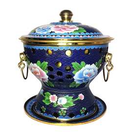 景泰蓝火锅珐琅彩搪瓷单人酒精锅纯铜小火锅燃料酒精分餐家用商用
