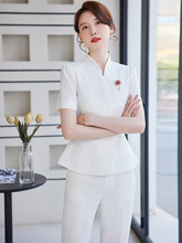 职业装白色西装外套女短袖2024夏季新款气质女神范职业套装工作服