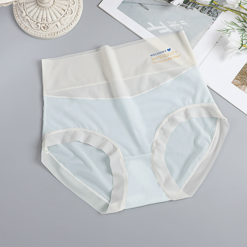 Seda de hielo de cintura alta, abdomen sin costuras, estilo fino de verano, encaje femenino transpirable, cintura alta, seda de hielo, nueva ropa interior, refrescante image 10