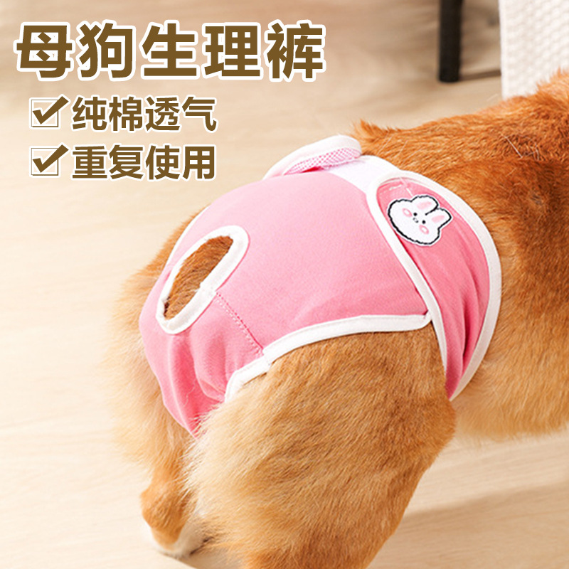 Breathable Cotton Physiological Pants for Pet Dogs Teddy Corgi Akita Anti-Pregnancy Anti-Harassment Menstrual Pants