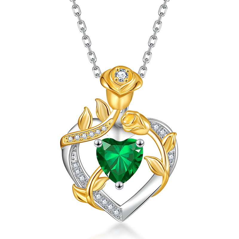 Europa y América Cross-border piedra rosa amor color tesoro collar colgante S925 plata con incrustaciones de diamantes cadena de clavícula mujer
