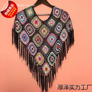 Tassel Beach Triangle Scarf Chaoshan Crochet Sun Protection Dress Shawl Cloak Accessories Hand Ice Silk Thread Free Shipping