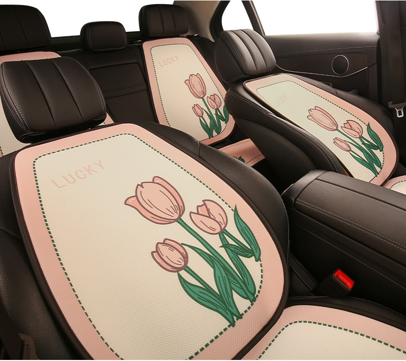 26 Car Seat Cushions, Universal for All Seasons, Breathable Seat Cushions, Mesh Anti-Slip, Cute Cartoon Seat Cushions, Summer Single Seat