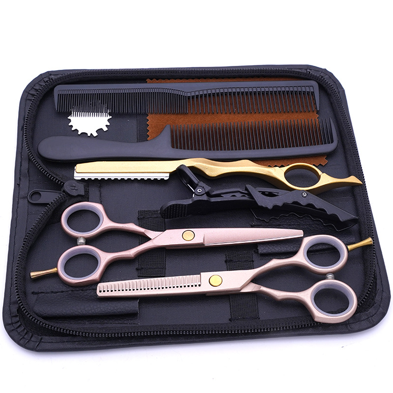 Directo de fábrica de 6 pulgadas de acero inoxidable tijeras de pelo profesional estilista tijeras planas fleco fino tijeras de dientes