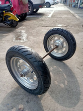 工地手推车老虎车车轮子3.00-10轮胎小推车充气轮子带轴杆一整套