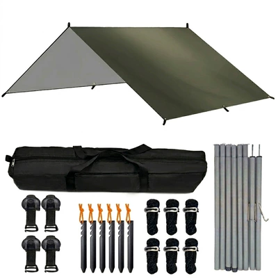 Avtomobil yan çətirləri — in Various Sizes, Camping Sunshade Pavilion - set-219m-mm-illuminated-hanging-olive-green-canopy-33