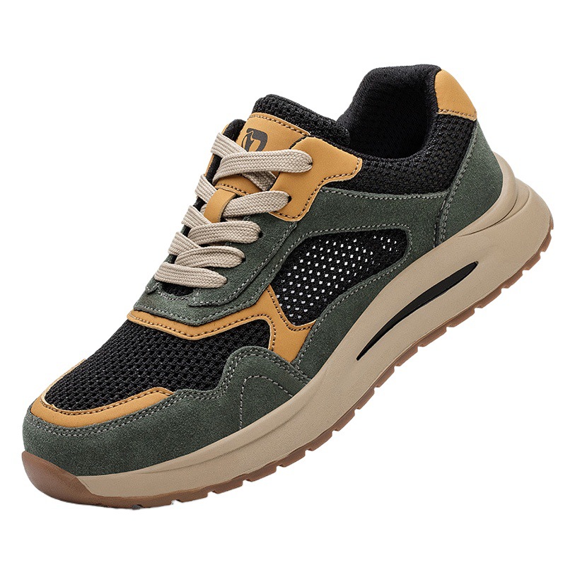 Zapatos de seguridad de estilo antiguo para hombre, transpirables con agujeros grandes para verano, anti-aplastamiento y anti-pinchazos, con puntera de acero resistente al desgaste.