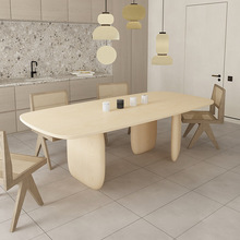 北歐實木餐桌簡約家用客廳設計師時尚飯桌民宿創意多人餐桌椅組合