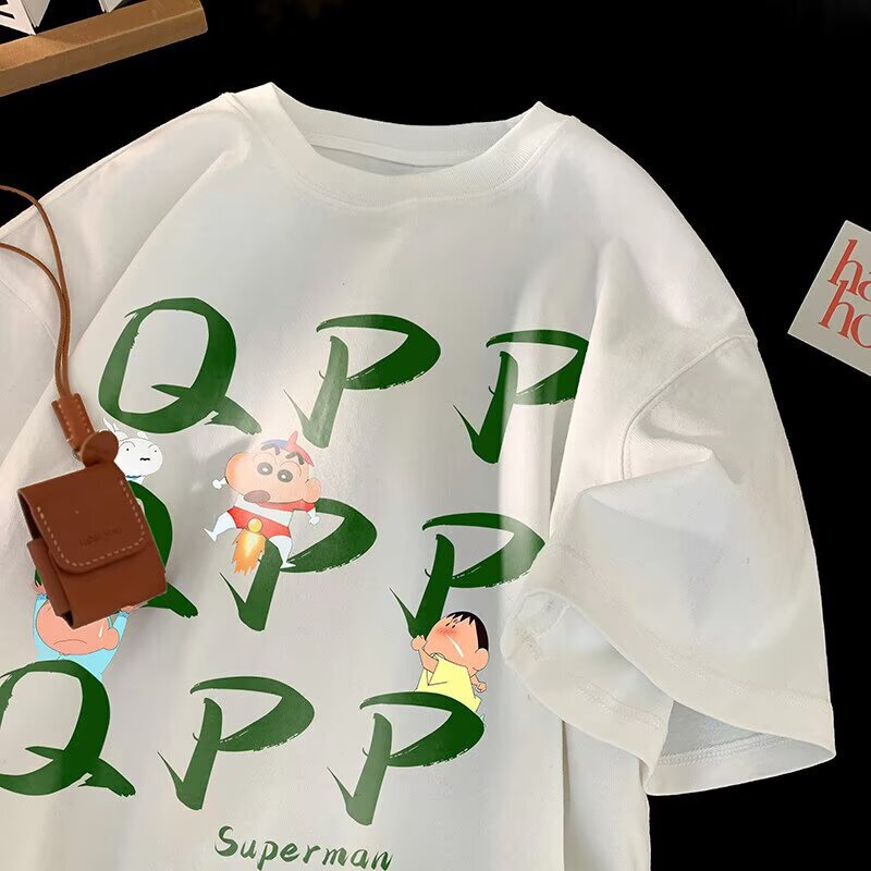 Crayon Shin-Chan Fun Spoof T-Shirt Men's 2025 Summer Thin Loose Casual Easiest for Match Half-Sleeved T-Shirt for Friends