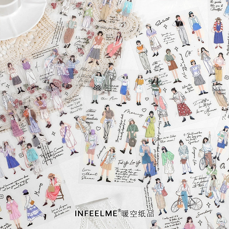 Стикер-пленка Infeel.me для ногтей серия шагов персонажи мультфильм девушки ручной учёт материал размещён 4 модели