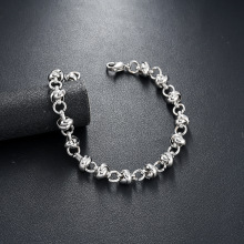 钛钢珍珠手链男时尚创意设计打结链女手工环扣拼接配件手饰品批发