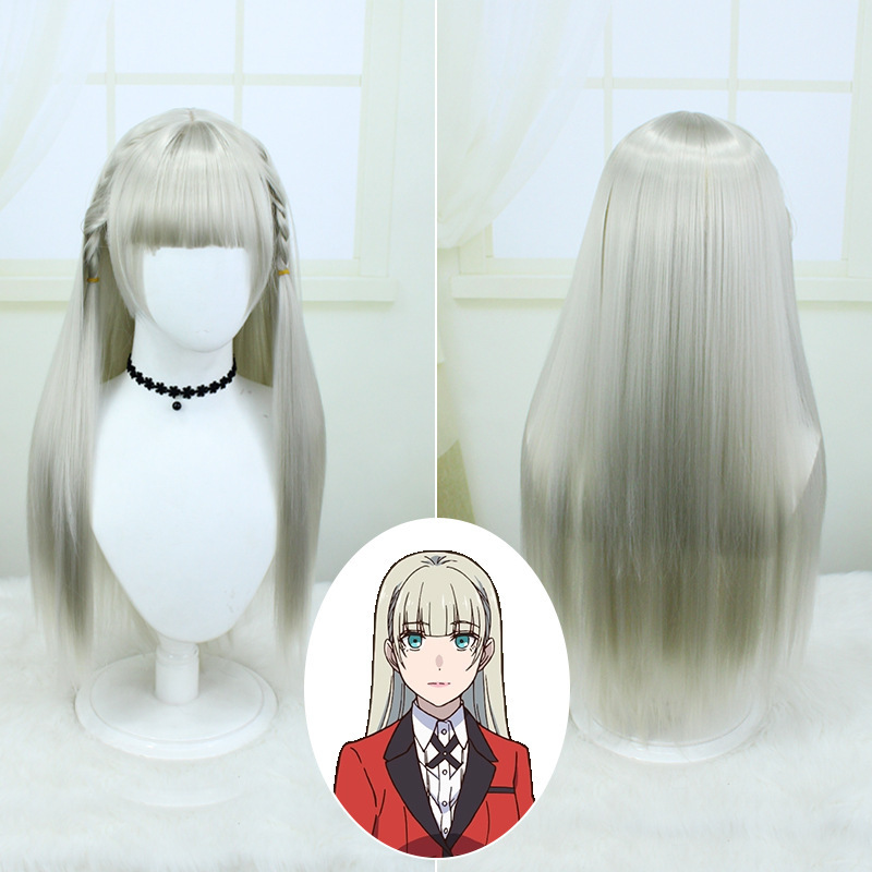 The deep peach of crazy gambling Lily Xiang Jia cos wig blue gray long hair braided hair high temperature silk factory wholesale