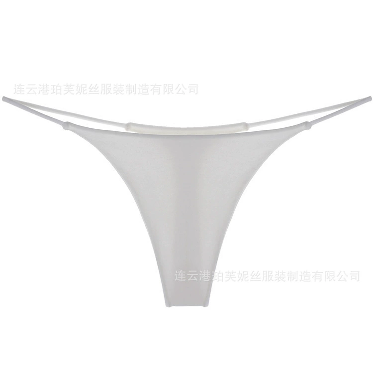 Double‑layer low‑waist T‑back thong panties, thin elastic bands, S–XL