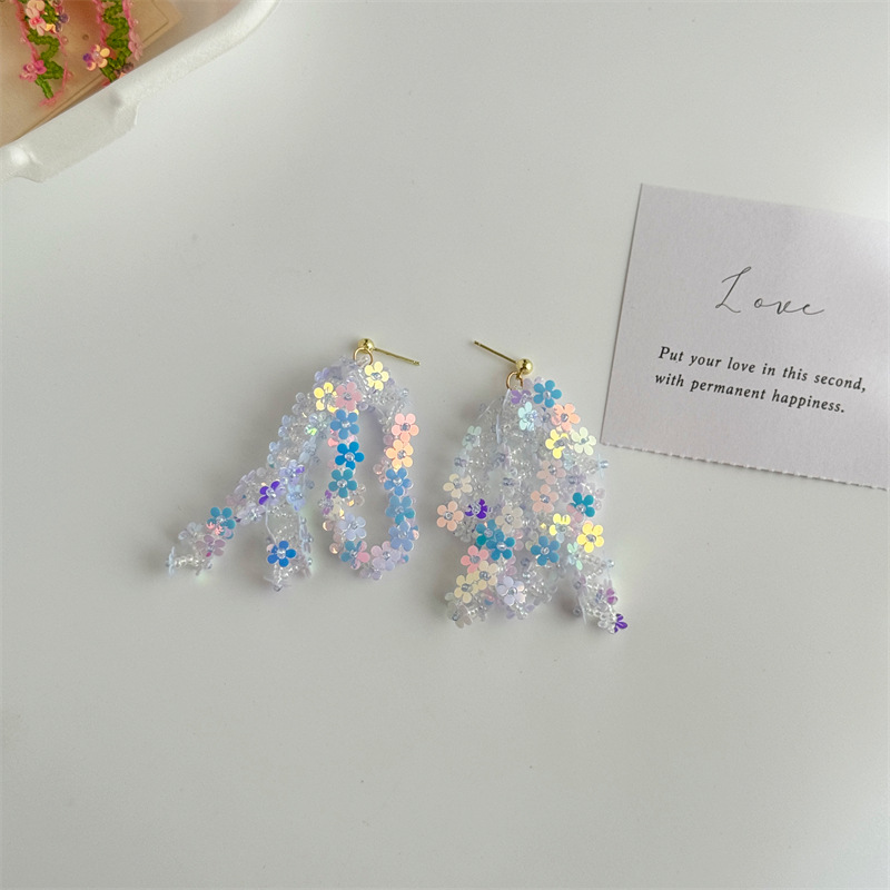 25g Weight Silver Ear Needle Material Drop Earrings Classification 1 Pair Quantity Holiday, Daily Occasion PVC Material Colorful Pattern All Seasons Season Women's Gender Sequins Design Elegant, Ethnic Style Style 1 Pair Elegant Ethnic Style Colorful Sequins PVC Drop Earrings 4