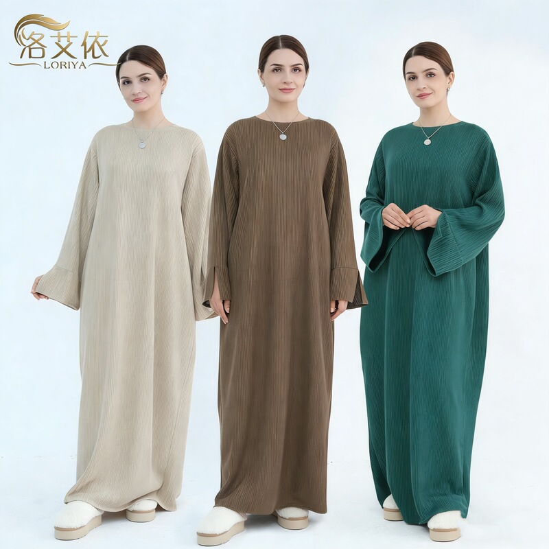 Autumn and Winter Thickened Knitted Loose Sweater Dress Lr912