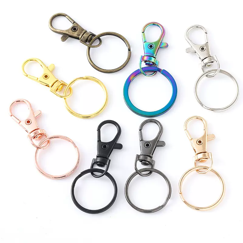 现货供应9色狗扣+25mm光圈 旋转狗扣钥匙扣五金配件挂绳热销款