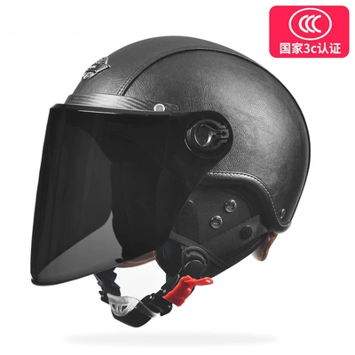 winter warm motorcycle helmet — Motosiklet dəbilqələri - one-size-fits-all-leather-black-removable-ear-protection-class-a-high-definition-long-mirror-black-tea-long-mirror