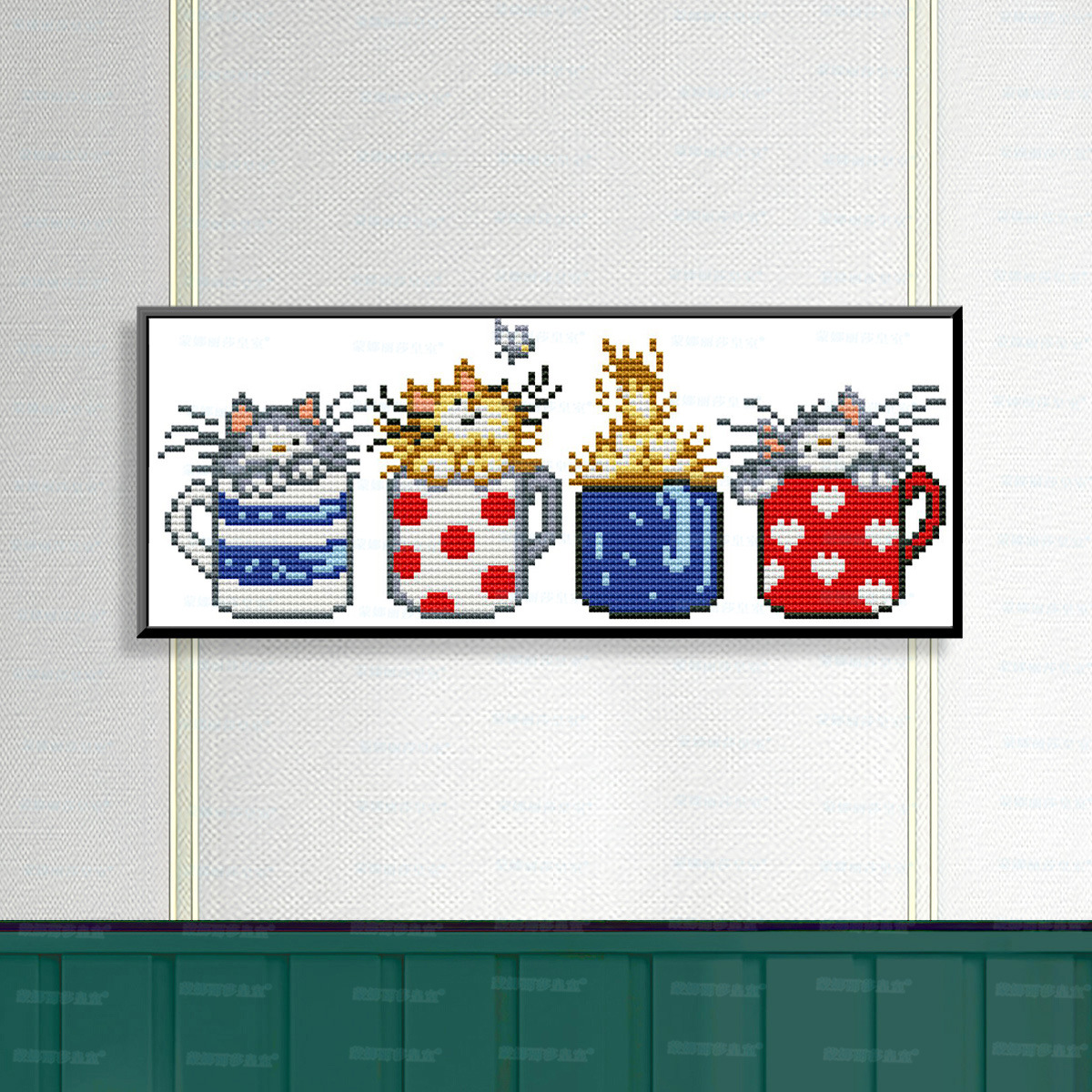 Mona Lisa Real bordado cruzado escondido en una taza de gato nuevo lindo animal curación decoración bordado de hilo hecho a mano image 2