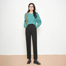 黑色西装女职业正装阔腿休闲裤女冬面试通勤工作小个子九分烟管裤