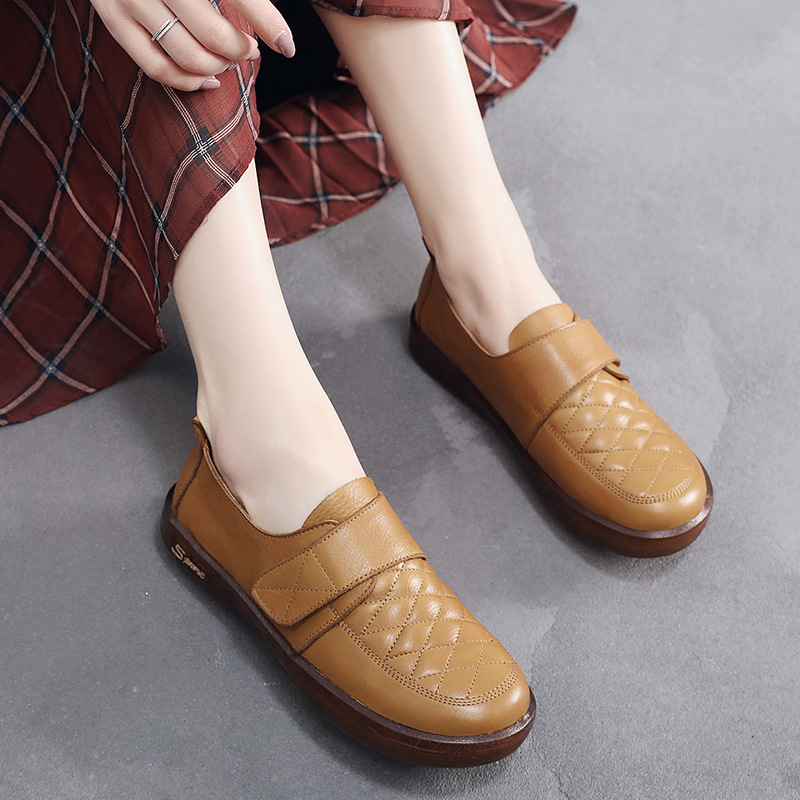 软底女鞋2021春季新款复古手工真皮女鞋百搭头层牛皮懒人鞋|ru