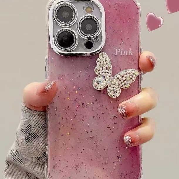 Simplicidad ins brillo brillo lentejuelas para Apple 16ProMax funda para teléfono móvil iphone13/14 hembra 15 mariposa