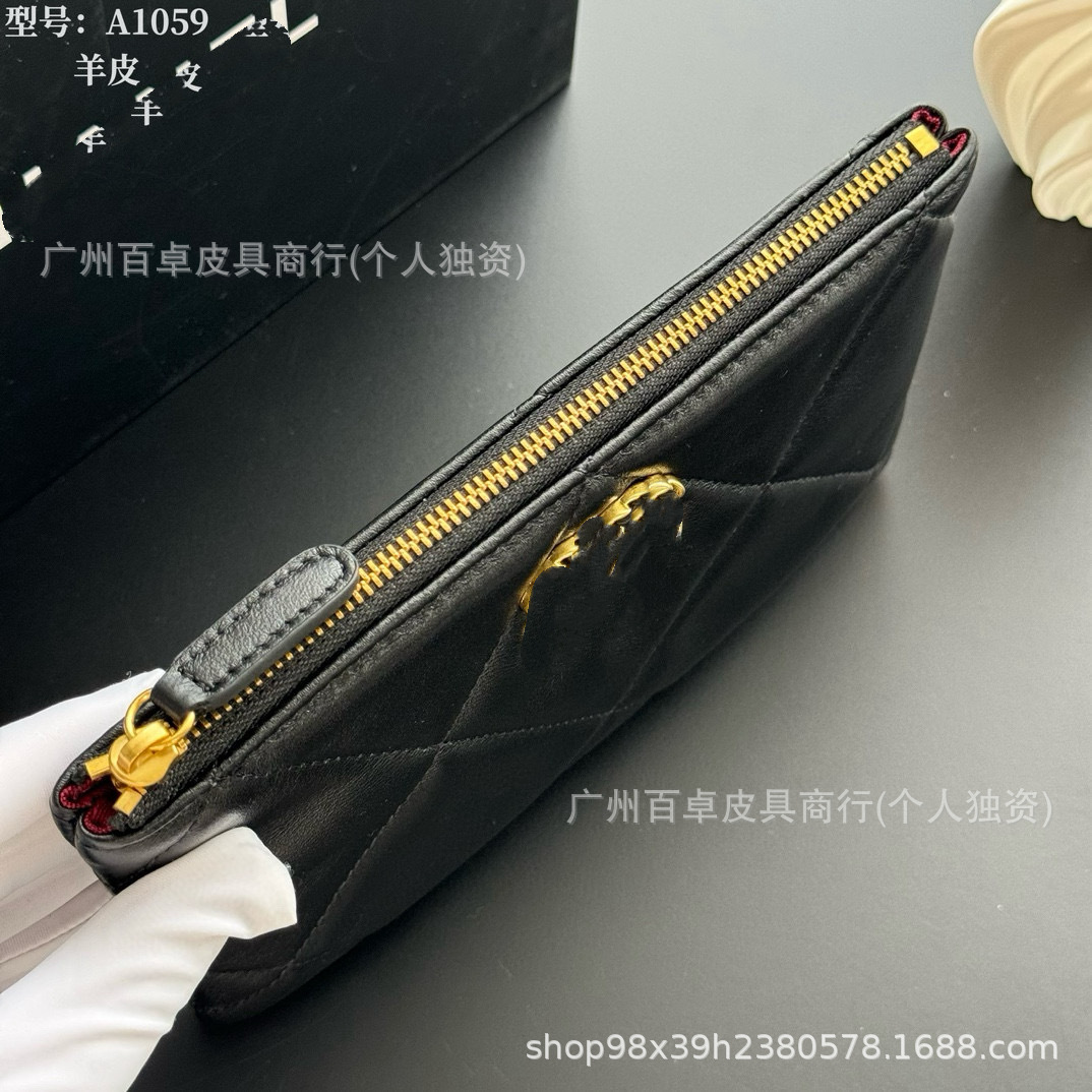 D-House Large Diamond Quilted Women's Clutch Bag Lambskin Evening Bag Zipper Genuine Leather Phone Envelope Bag - Thumbnail 4