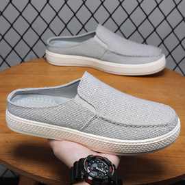 男鞋一脚蹬夏季透气低帮休闲鞋外穿拖鞋居家潮流布鞋舒适爸爸鞋