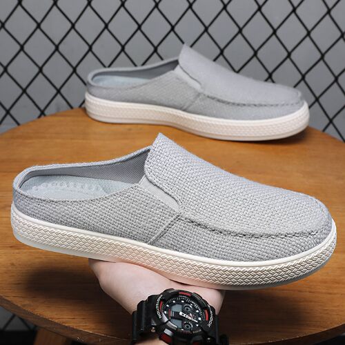 Men's Slip-on Summer Breathable Low-Top Casual Shoes, Outwear Slippers, Home Trendy Fabric Shoes, Comfortable Father's Shoes