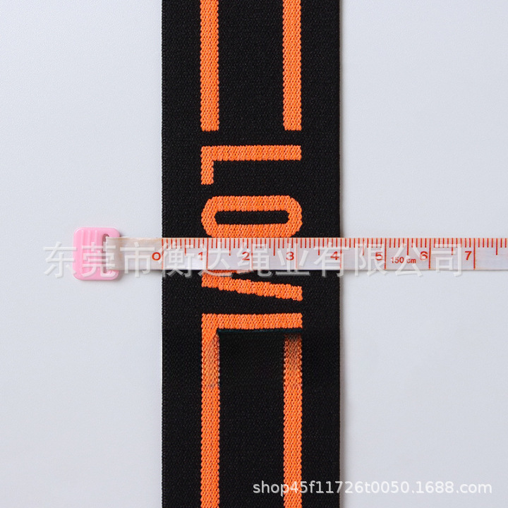 Fábrica de venta al por mayor 4cm letras LOVL jacquard elástico banda elástica ancha plana ensanchada accesorios de banda