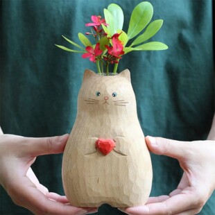 cross-border new love cat vase decoration Handmade cat vase resin crafts gift A20