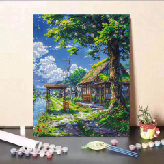 宮崎駿の夏のデジタル油絵、手描きの色付け、減圧、高価値のリビングルームの装飾絵画、ギフト