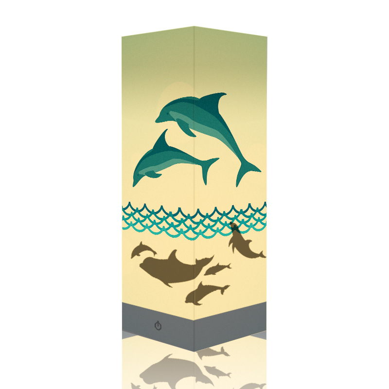 海豚跃出海面影子灯纸灯造型卧室床头灯LED女朋友礼物FS-P1032