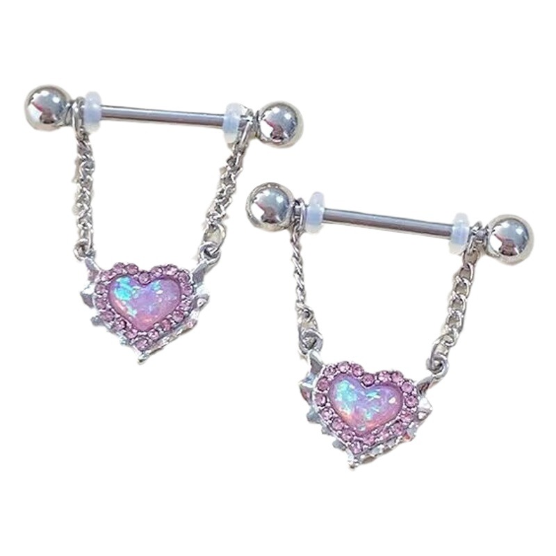 Anillo ombligo en forma de corazón transfronterizo europeo y americano anillo ombligo de ópalo clip de nariz