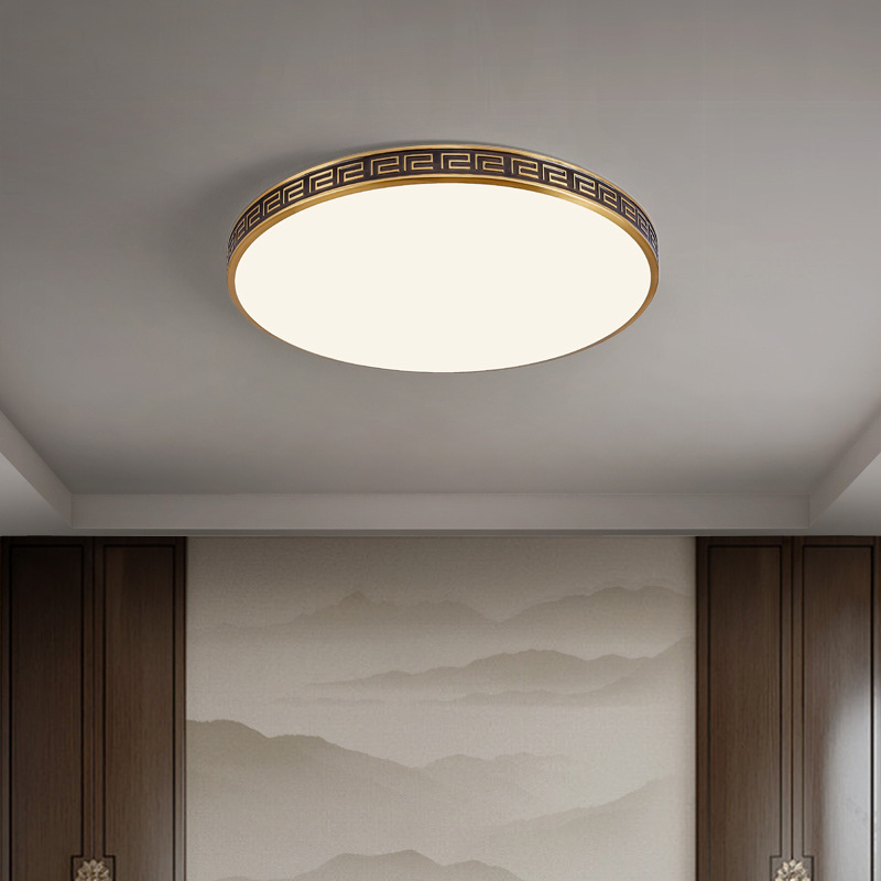 Luz de techo de la sala de estar nuevo estilo chino de cobre de alto nivel estilo chino simple atmósfera dormitorio sala de estudio luz principal 667L