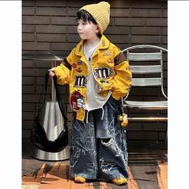 男童秋款鹿晗同款风衣夹克外套2025年时尚新款男女宝宝洋气两件套
