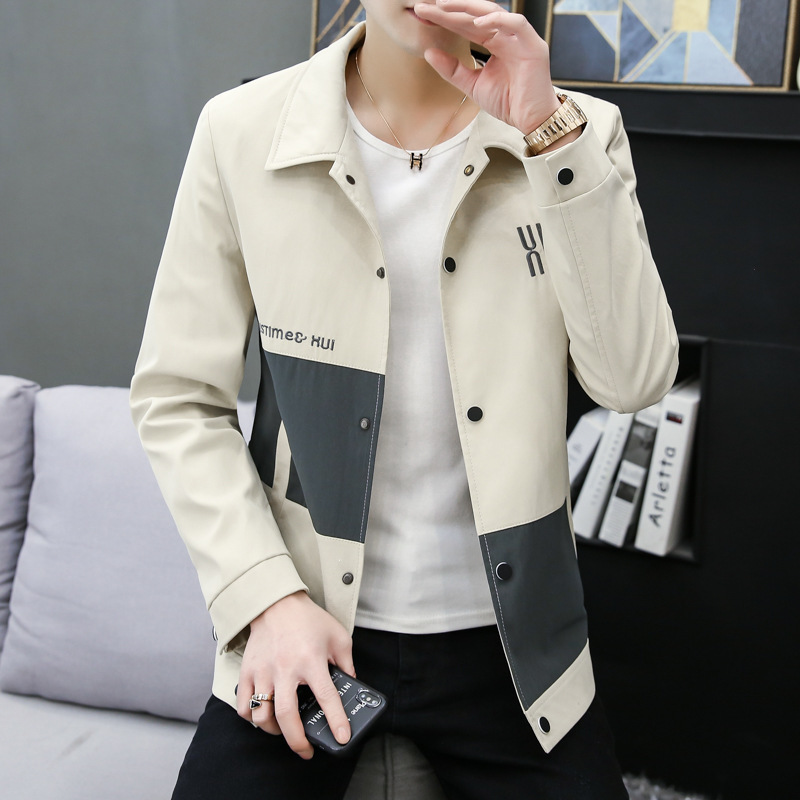 2023 New Style Jacket Men's Spring and Autumn Korean Style Fashionable Lapel Jacket Men's Youth Casual Men's Thin Spring Jacket